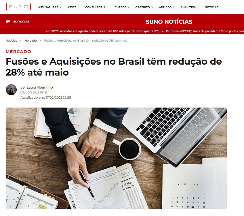 Fuses e Aquisies no Brasil tm reduo de 28% at maio